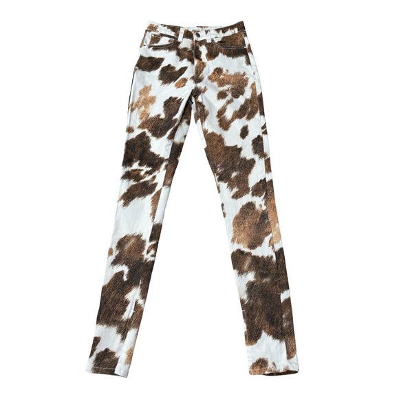 WeWoreWhat Denim - WeWoreWhat Women's Slim Cow Print Split Cuff Pants Size 26 - 27 x 33 Measured